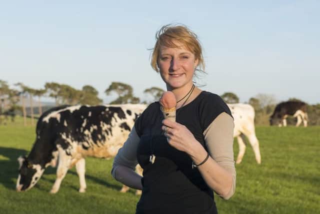 Lucy Bergius runs Over Langshaw Farmhouse Ice Cream from her familys 500-acre dairy farm. Photograph: Phil Wilkinson