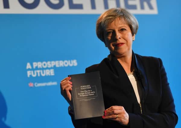 Theresa May was in Edinburgh to launch the Conservatives' Scottish election manifesto. Picture: Ben Stansall/AFP/Getty Images