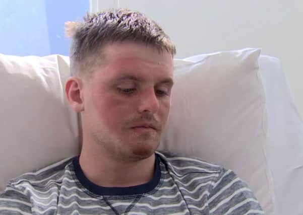 Matthew Bryce recovering in hospital after 32-hour ordeal at sea. Picture: BBC News\ PA