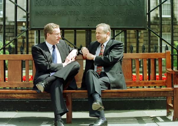 Fred Goodwin (left) chatting to George Mathewson, former RBS group chief executive, in 1998. Picture: contributed