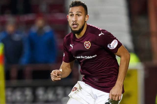 Faycal Rherras in action for Hearts. Pic: SNS/Roddy Scott
