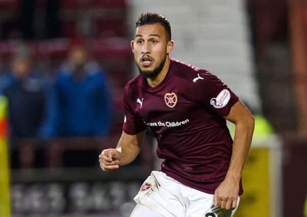 Faycal Rherras in action for Hearts. Pic: SNS/Roddy Scott