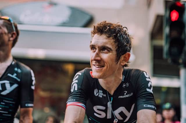 Geraint Thomas after Stage five of the Giro dItalia in Messina. Pic: Team Sky/Russ Ellis
