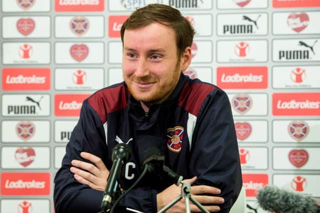Hearts Head Coach Ian Cathro claimed there is no real stroy around his bust-up with Bjorn Johnsen. Pic: SNS/Ross Parker