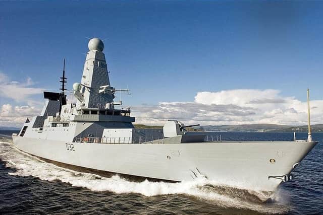 The Royal Navy's newest warship similar to HMS Diamond that was launched in the River Clyde in Glasgow. Picture: PA