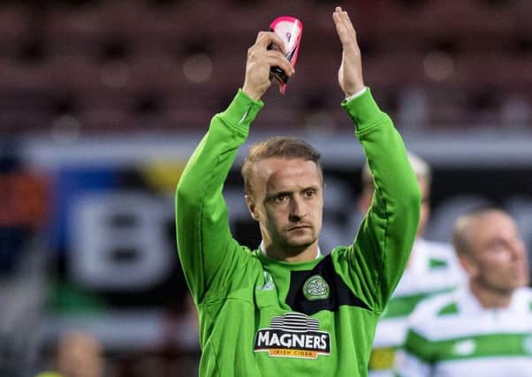 Celtic's Leigh Griffiths applauds the fans after the 5-0 win over Partick Thistle. Picture: Alan Harvey/SNS