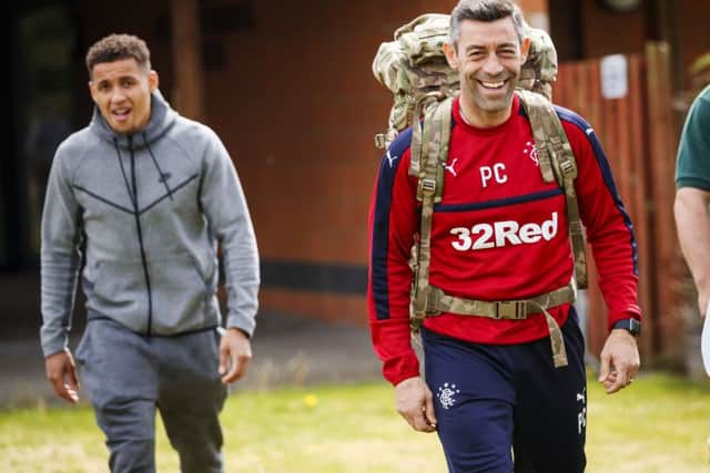 Rangers boss Pedro Caixinha promotes a fundraising event in support of the Rangers Charity Foundation's Armed Forces partnership. Picture: SNS
