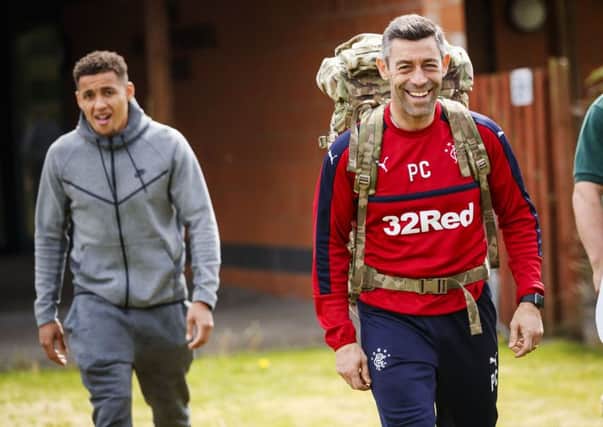 Rangers boss Pedro Caixinha promotes a fundraising event in support of the Rangers Charity Foundation's Armed Forces partnership. Picture: SNS