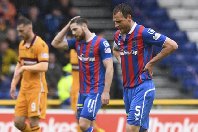 Dejection for Inverness CT's Gary Warren at half-time as the club headed towards relegation. Pic: SNS/Craig Williamson