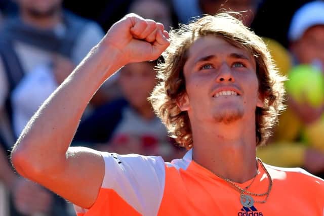 Alexander Zverev celebrates after his 6-4, 6-7, 6-1 victory over big-serving American John Isner. Photograph: AFP/Getty Images