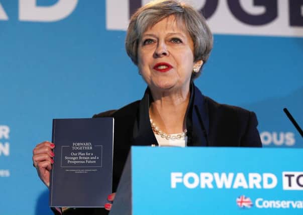 Theresa May launches the Conservative Party Election Manifesto. Picture: Getty