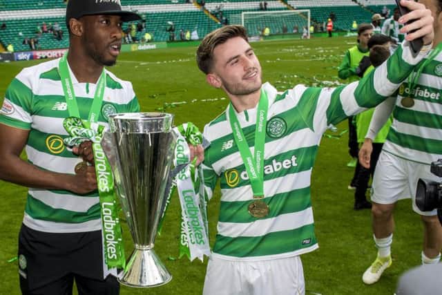 Patrick Roberts, right, snaps a picture of himself and Moussa Dembele. Picture: SNS