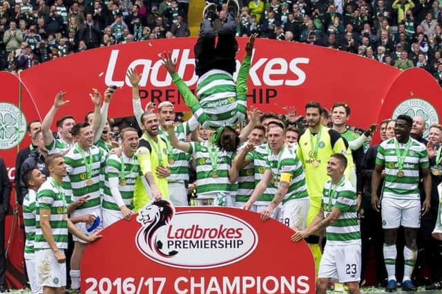 Efe Ambrose does his famous somersault. Picture: PA