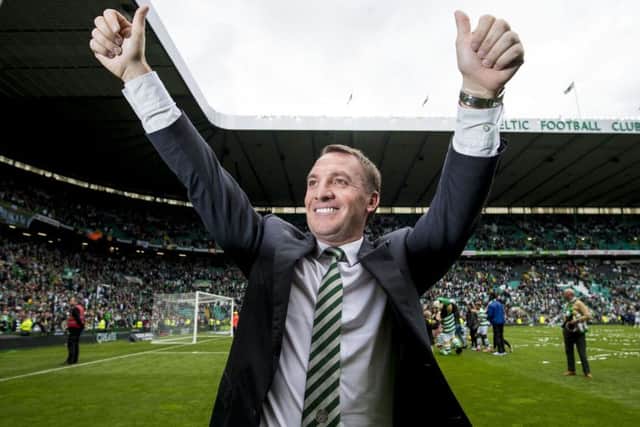 Celtic manager Brendan Rodgers after his side clinched their unbeaten season with a win over Hearts. Picture: PA