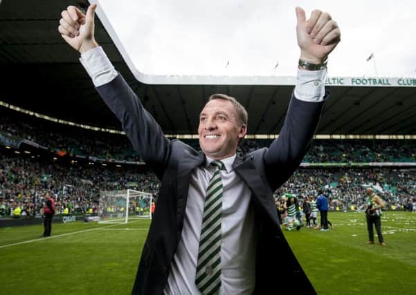 Celtic manager Brendan Rodgers after his side clinched their unbeaten season with a win over Hearts. Picture: PA