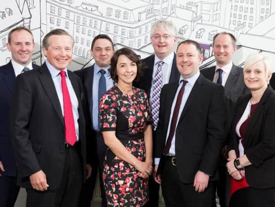 L-R: Irvine Spowart, Sandy Manson (CEO), Iain Castles, Rosalind Catto, Scott Jeffrey, Ryan Diplexcito, Gavin Young, Emma Waterman. Picture: Contributed