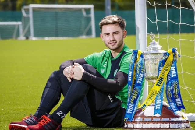 Celtic's Patrick Roberts with the William Hill Scottish Cup final. Picture: Roddy Scott/SNS
