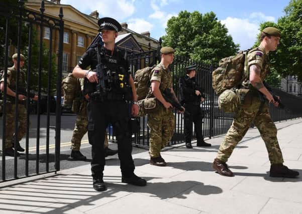 Soldiers at a Ministry of Defence building. Picture: Getty Images