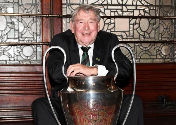 Willie Wallace with the European Cup trophy at  the civic reception to mark the 50th anniversary of Celtic's  victory in 1967.