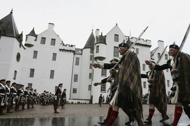 The Atholl Highlander received new regimental colours in 2006 to marking the 40th anniversary of the revival of the Regiment .PIC: Jeff J Mitchell/Getty Images