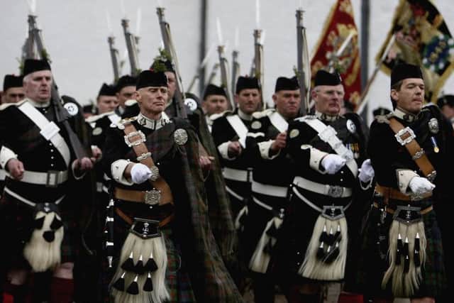 Athol Highlanders parade at Blair Atholl Castle on May 27, 2006 PIC: Jeff J Mitchell/Getty Images