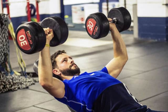 Sean Kennedy gets to work in the gym after his promotion to Scotlands summer tour squad following an injury to Edinburgh team-mate Sam Hidalgo-Clyne. Picture: Gary Hutchison/SNS