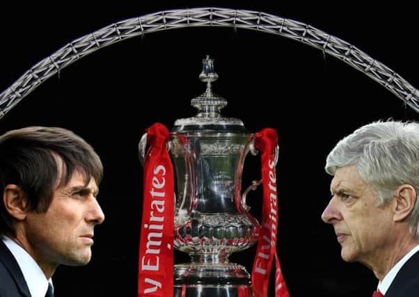After winning the title, Chelsea boss Antonio Conte, left, is eyeing FA Cup glory, while Arsenal's Arsene Wenger is aiming for a seventh success. Picture: Getty