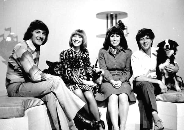 Former Blue Peter presenters (left-right) Peter Purves, Lesley Judd, Valerie Singleton and John Noakes. Mr Noakes has died aged 83. Picture: Peter Jordan/PA Wire