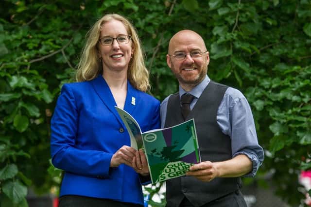 Scottish Greens co-convenor Patrick Harvie launches the manifesto with the party's Edinburgh North and Leith candidate Lorna Slater. Picture: John Devlin/TSPL