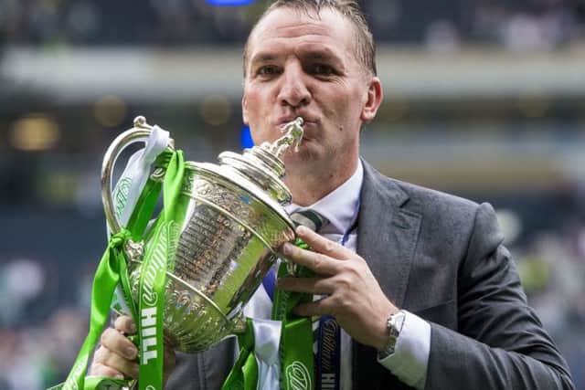 Brendan Rodgers with the Scottish Cup. Now the Celtic manager will look to take the club into the last 16 of the Champions League next season.