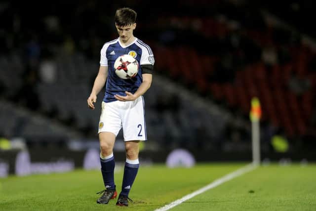Kieran Tierney sustained a broken jaw in the win over Aberdeen on Saturday. Picture: Michael Gillen
