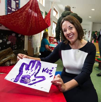 Kezia Dugdale visited a nursery on the campaign trail in Greenock. Picture: John Devlin