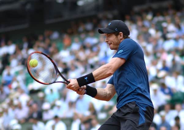 World No1 Andy Murray returns the ball during his win over Russia's Andrey Kuznetsov in the first round of the French Open. Picture: AFP/Getty Images