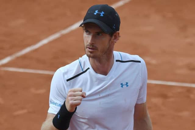 Andy Murray celebrates during his match against Slovakia's Martin Klizan. Picture: AFP/Getty