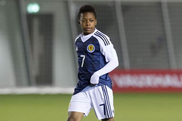 Karamoko Dembele in action for Scotland in the under-16 Victory Shield. Picture: SNS