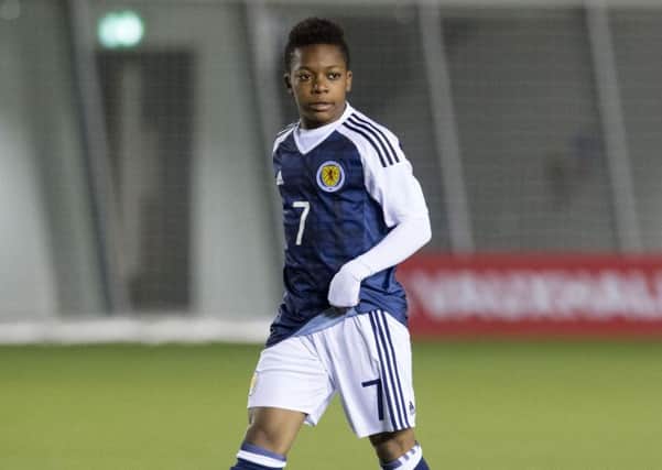 Karamoko Dembele in action for Scotland in the under-16 Victory Shield. Picture: SNS