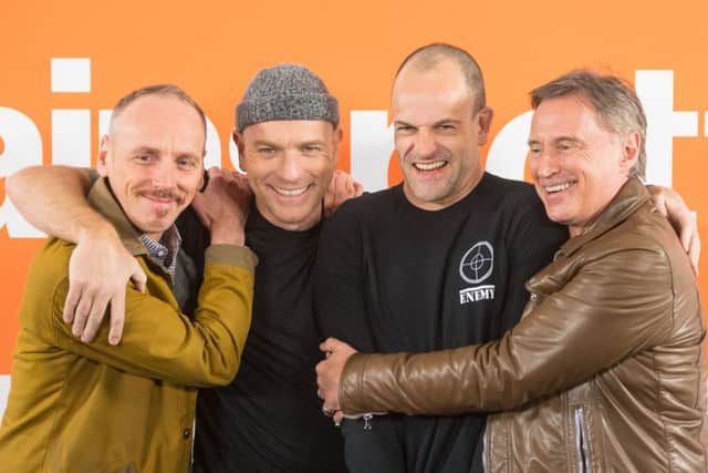 Ewen Bremner, Ewan McGregor, Jonny Lee Miller and Robert Carlyle during a photo call for the cast of T2 Trainspotting. Picture: Dominic Lipinski/PA