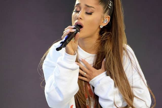 Ariana Grande performs on stage during the One Love Manchester Benefit Concert. Picture: Kevin Mazur/One Love Manchester/Getty Images for One Love Manchester