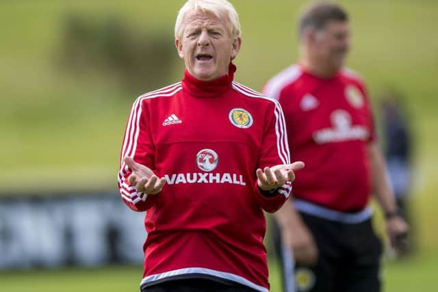 Scotland boss Gordon Strachan barks out his orders during training yesterday. Picture: Craig Watson/PA Wire
