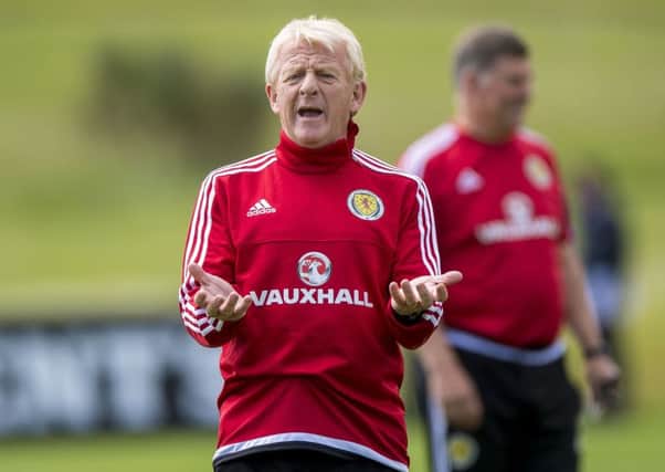Scotland boss Gordon Strachan barks out his orders during training yesterday. Picture: Craig Watson/PA Wire