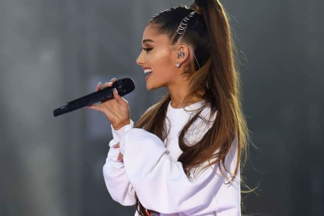 Ariana Grande  on stage at the One Love Manchester benefit concert at the weekend.