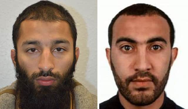 Khuram Shazad Butt (left) and Rachid Redouane have been named as two of the men shot dead by police following the terrorist attack on London Bridge and Borough Market. Picture: Metropolitan Police /PA Wire