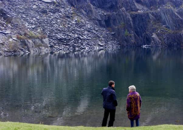 Andrew Cameron from Historic Environment Scotland and local resident Frances McLetchie enjoying the view at the Ballachulish quarry Picture:: Verity Walker)