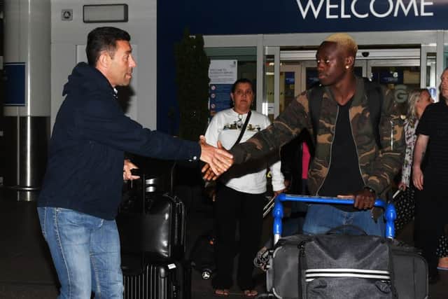 Dalcio arriving in Glasgow on Sunday night with Rangers manager Pedro Caixinha. Picture: SNS