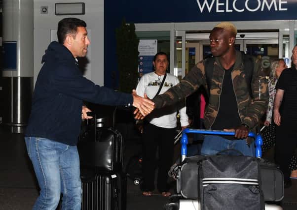 Dalcio arriving in Glasgow on Sunday night with Rangers manager Pedro Caixinha. Picture: SNS