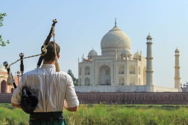 Picture: Ross piping at the Taj Mahal, contributed