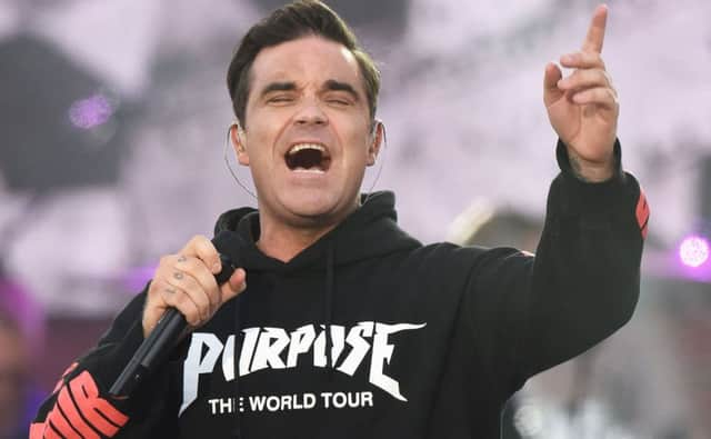 Robbie Williams is playing at BT Murrayfield Stadium. Picture: Dave Hogan via AP