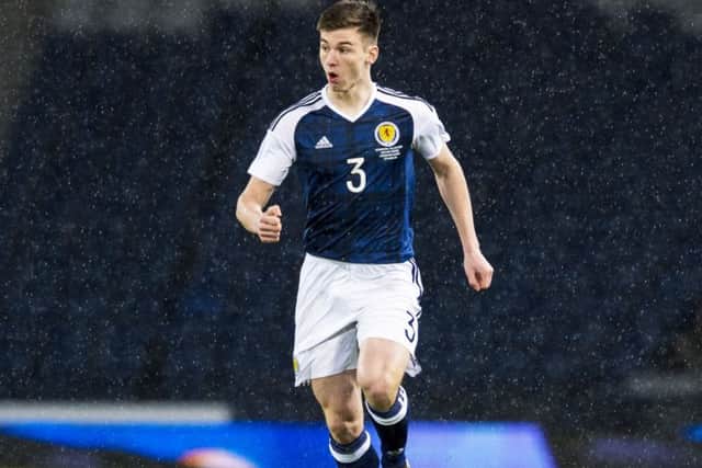 Kieran Tierney impressed at right-back for Scotland in the win over Slovenia. Picture: Craig Williamson/SNS