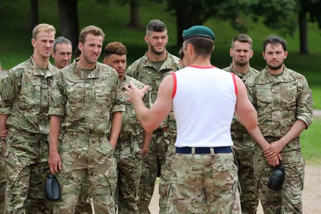 The England squad attended a boot camp at the Royal Marines' Commando Training Centre. Picture: Royal Navy/PA Wire