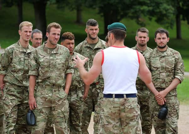 The England squad attended a boot camp at the Royal Marines' Commando Training Centre. Picture: Royal Navy/PA Wire